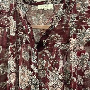 NWT Lucky Brand Sheer Long Sleeve Blouse